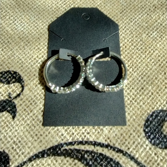 Rhinestone Hoop Earrings - Picture 3 of 13